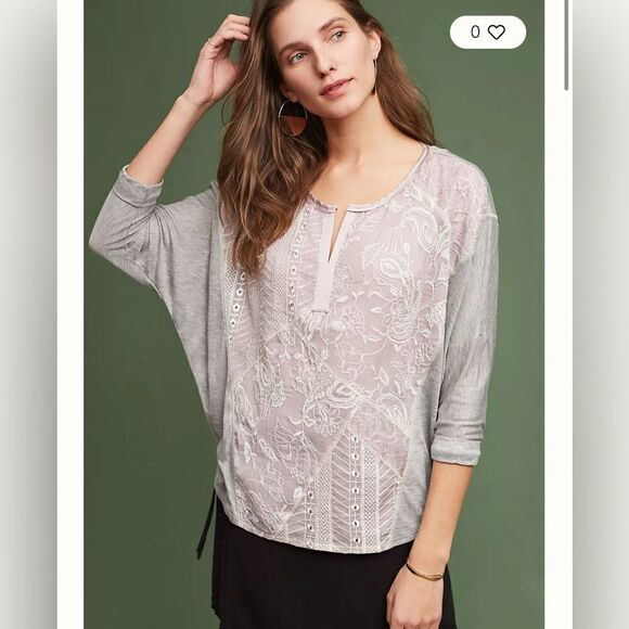 Anthropologie Tiny Hazel Lace Dolman Oversized Top - Picture 1 of 12